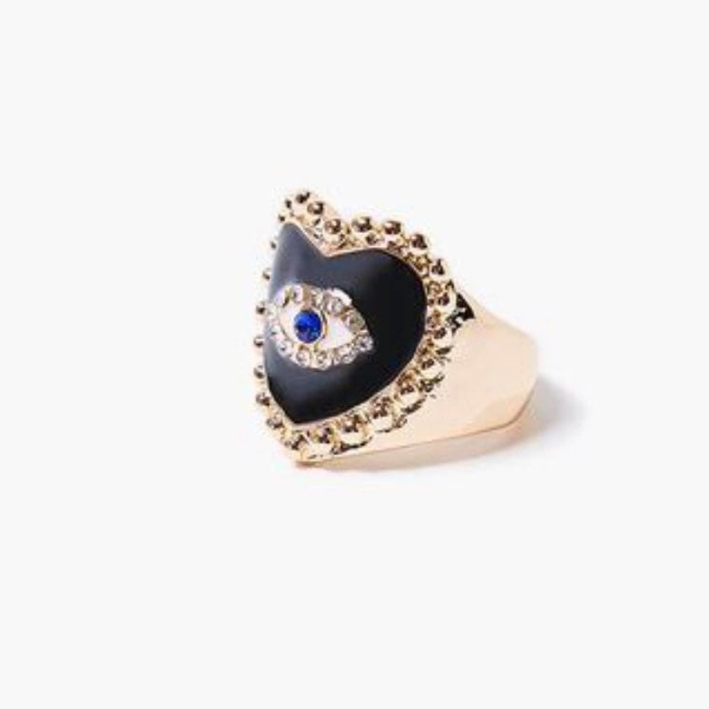 Heart Evil Eye Charm Cocktail Ring - SIZE 6 - Picture 2 of 2